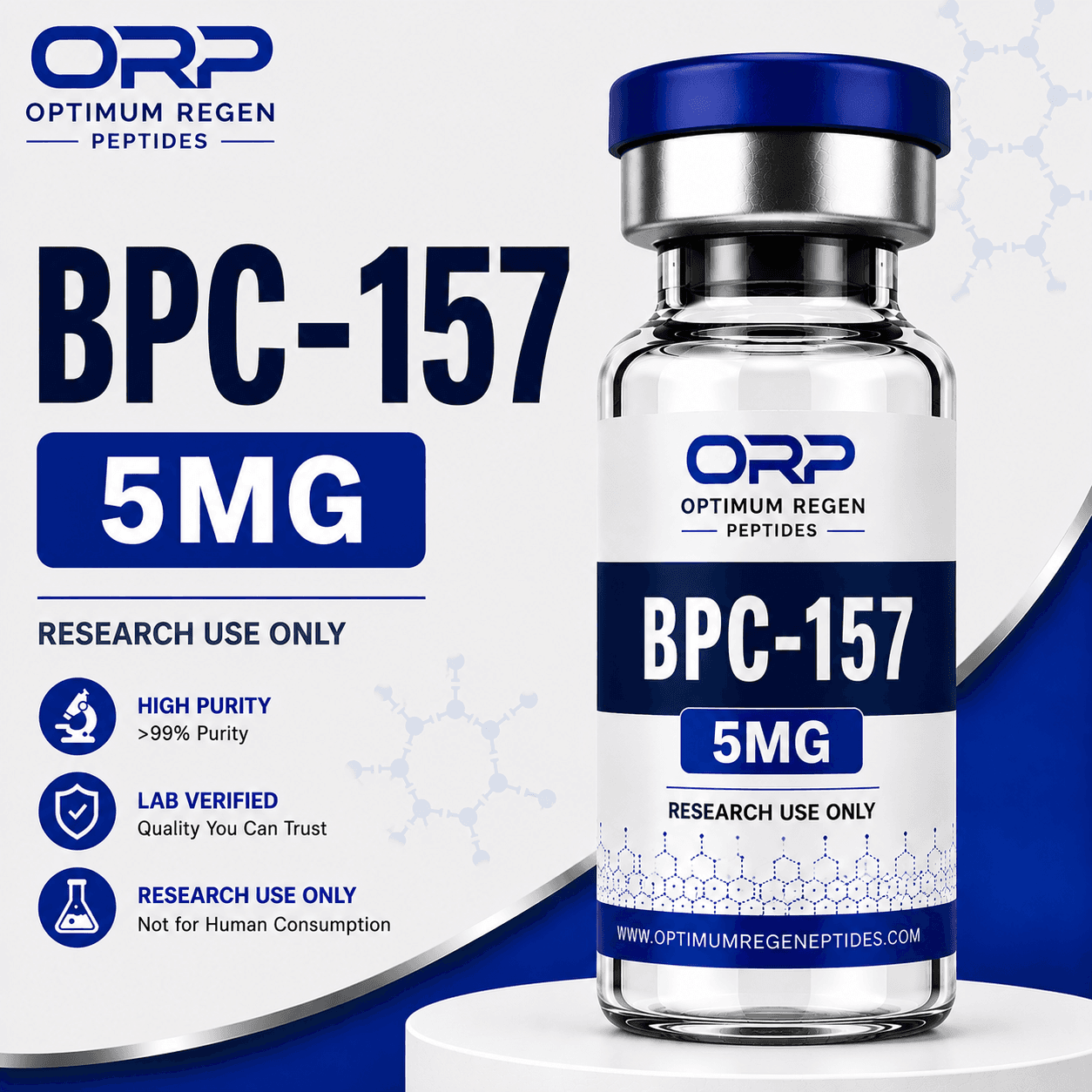 BPC-157 research peptide vial β Optimum ReGen Peptides